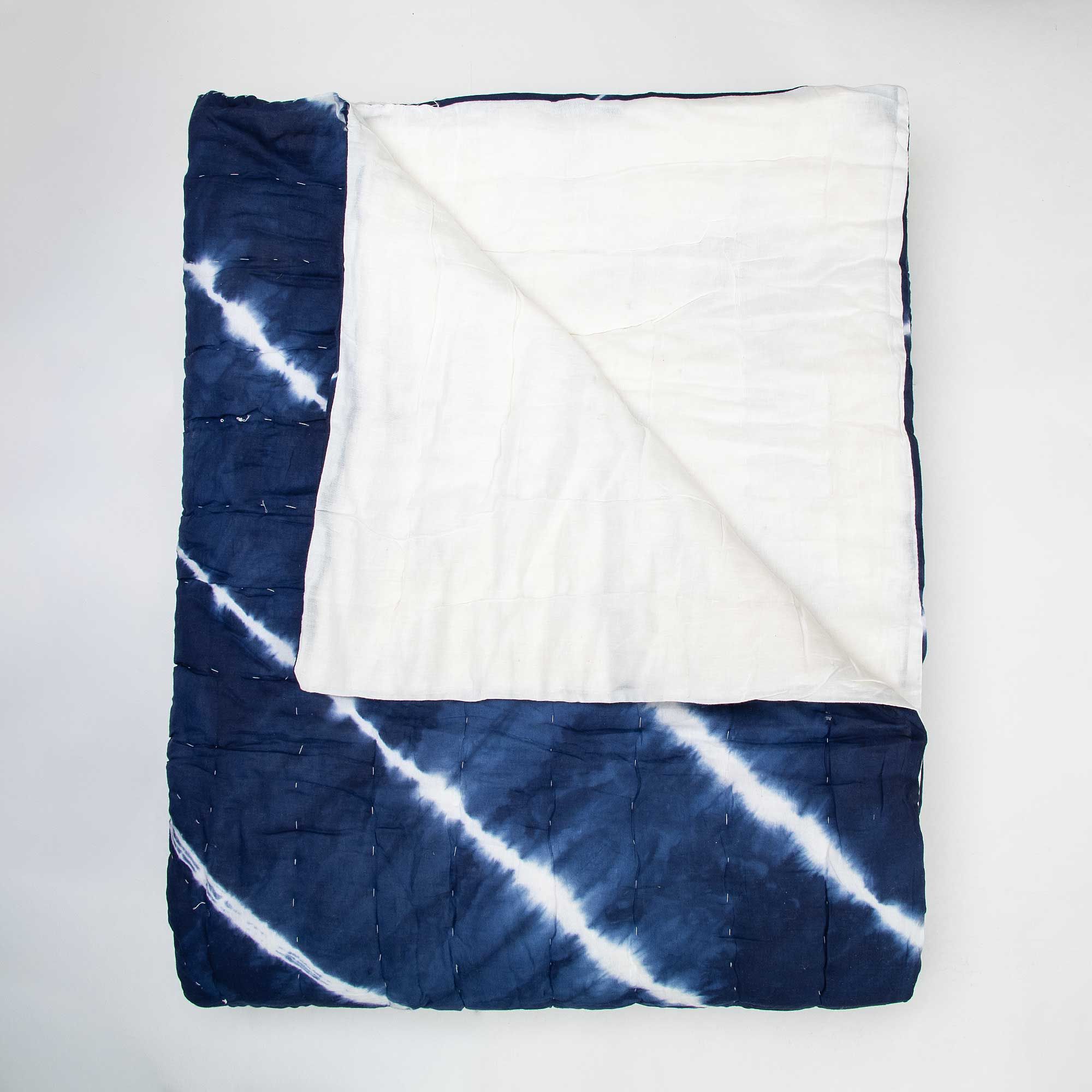 Traditional Handmade White Stripes Tie Dye Pure Cotton Original Jaipuri Razai Double Bed & Single Bed